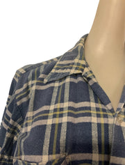 Vintage G.C. Murphy Flannel Mens Button Down Plaid Shirt Blue and Yellow Cotton