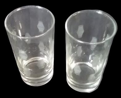 4 Drinking Glasses 2 with White Design 2 with Silver Rim