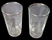 4 Drinking Glasses 2 with White Design 2 with Silver Rim