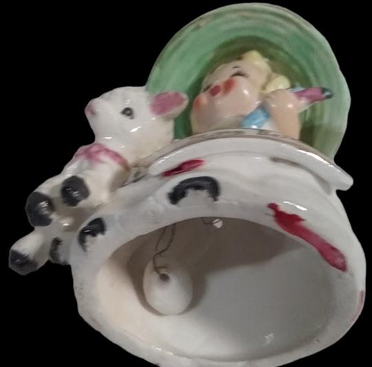 Antique Mary Belle Vintage Porcelain Figurine with Lamb and Bell