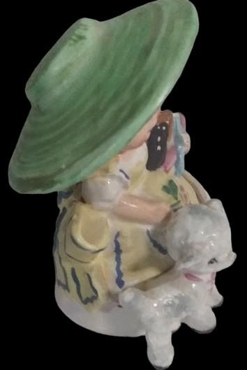 Antique Mary Belle Vintage Porcelain Figurine with Lamb and Bell