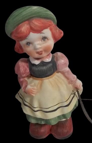 Antique Dutch Girl with Dog Vintage Porcelain Figurine