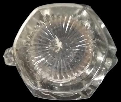 Antique Clear Glass Hexagonal Paneled Open Sugar Bowl and 2 Creamers