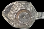 Antique Clear Glass Hexagonal Paneled Open Sugar Bowl and 2 Creamers