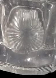Antique Clear Glass Hexagonal Paneled Open Sugar Bowl and 2 Creamers