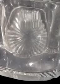 Antique Clear Glass Hexagonal Paneled Open Sugar Bowl and 2 Creamers
