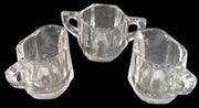 Antique Clear Glass Hexagonal Paneled Open Sugar Bowl and 2 Creamers