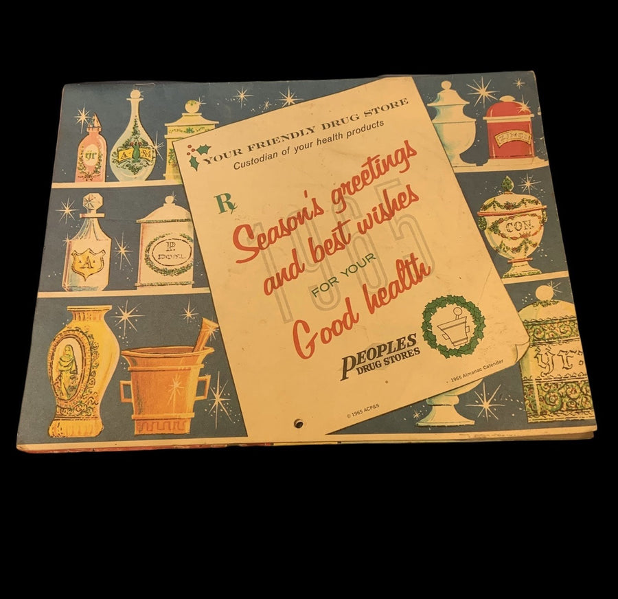 1965 Almanac Calendar Peoples Drugstore Season's Greetings Youngstown Ohio