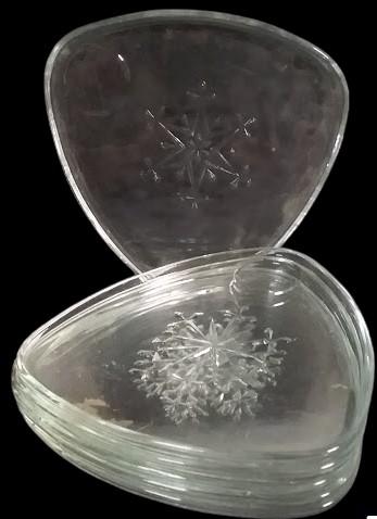 Antique Indiana Glass Snowflake Pattern Vintage Snack Plates Set of 6