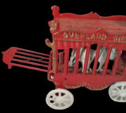 Antique Cast Iron Vintage Overland Circus Wagon with Driver and Two Horses