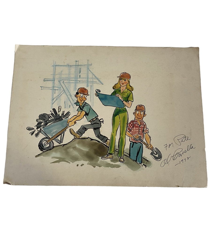 Watercolor Painting, Construction Worker Painting for Pete