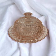 Pink Jeanette Vintage Depression Glass Dish with Lid Butter Dish, Candy Dish Etc