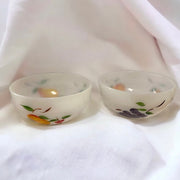 Fire King Vintage Milk Glass Bowl Set with Fruit Design