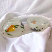 Fire King Vintage Milk Glass Bowl Set with Fruit Design