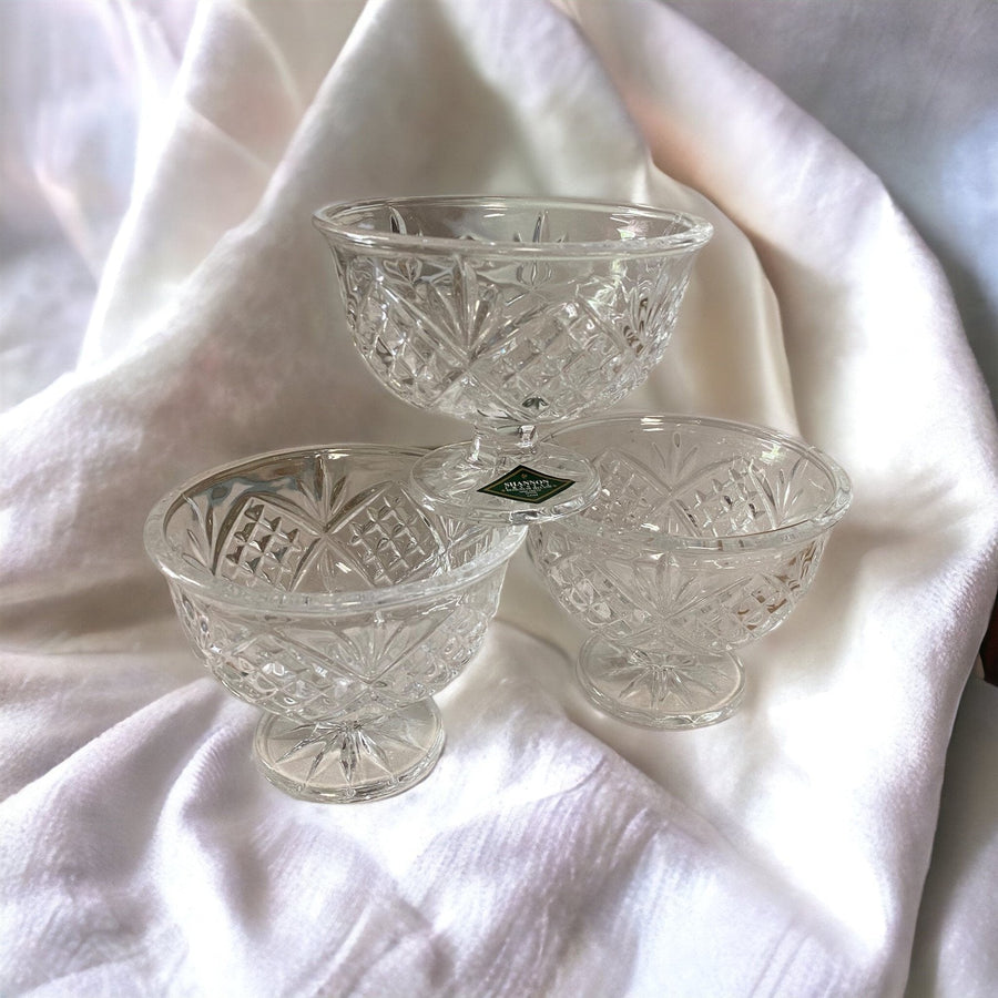 Shannon Ireland Vintage Crystal Candy Dish / Sorbet Cups Set of Three