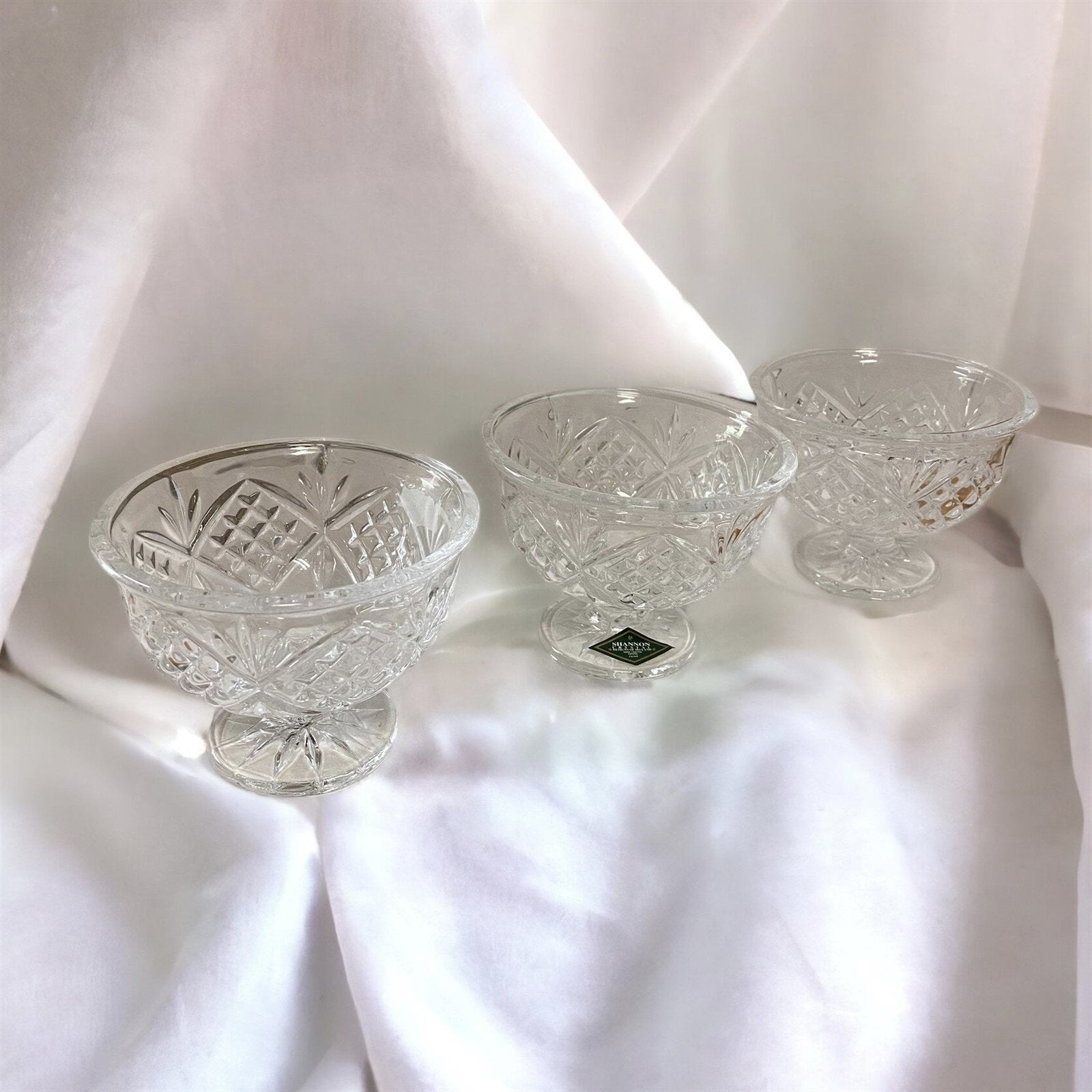 Shannon Ireland Vintage Crystal Candy Dish / Sorbet Cups Set of Three