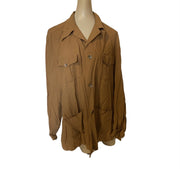 Button Down Brown Jax of Jacksonville Florida Linen 4 Pocket Blouse Mens Size L