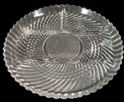 Libbey Clear Glass Heavy Vintage Swirl Block 10" 4 Part Relish Tray