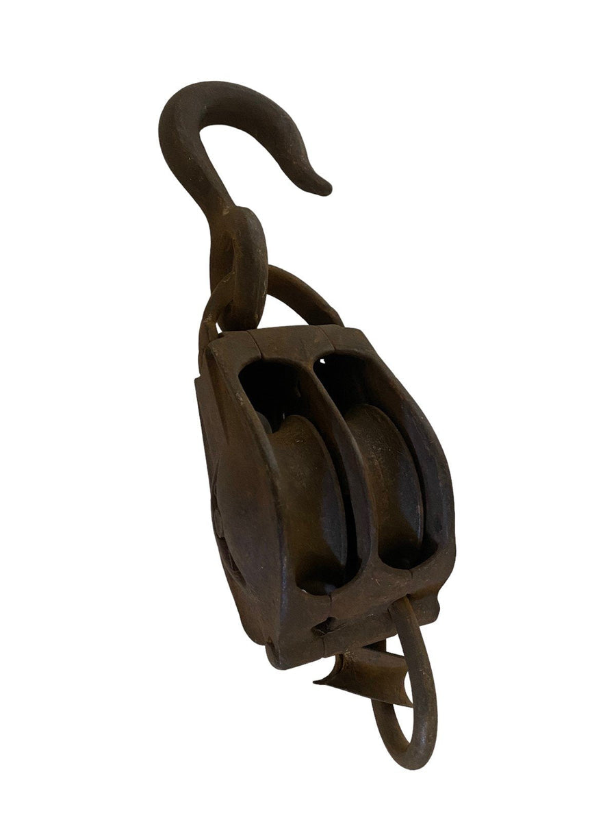 Antique Primitive Maritime Iron Pulley, Circa 1900s