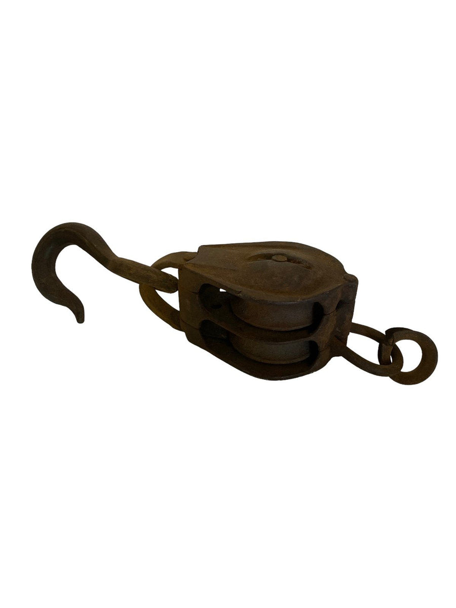 Antique Primitive Maritime Iron Pulley, Circa 1900s