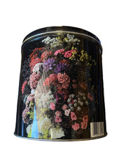 Floral and Black Vintage Cookie Tin Cannister