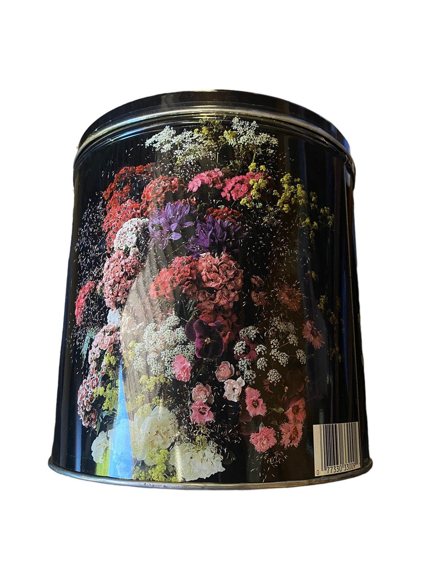 Floral and Black Vintage Cookie Tin Cannister