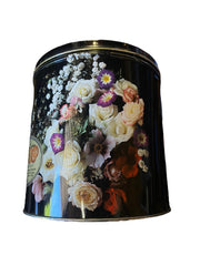 Floral and Black Vintage Cookie Tin Cannister