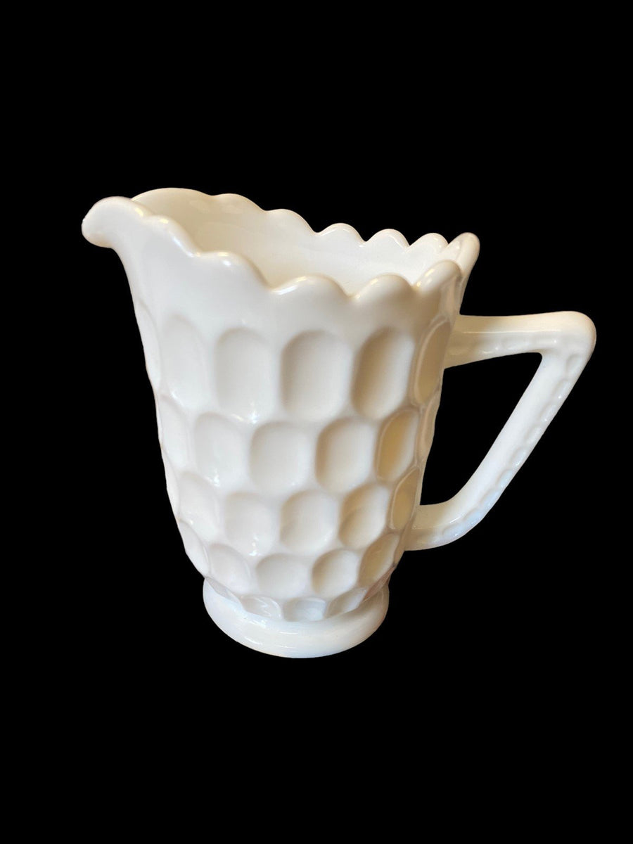 Vintage Antique Westmoreland Milk Glass Paneled Grape Design Pitcher
