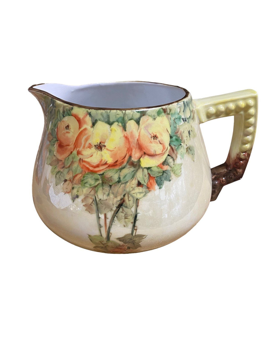 Fine Bavarian China Cider / Water Pitcher Floral Design Circa 1900s