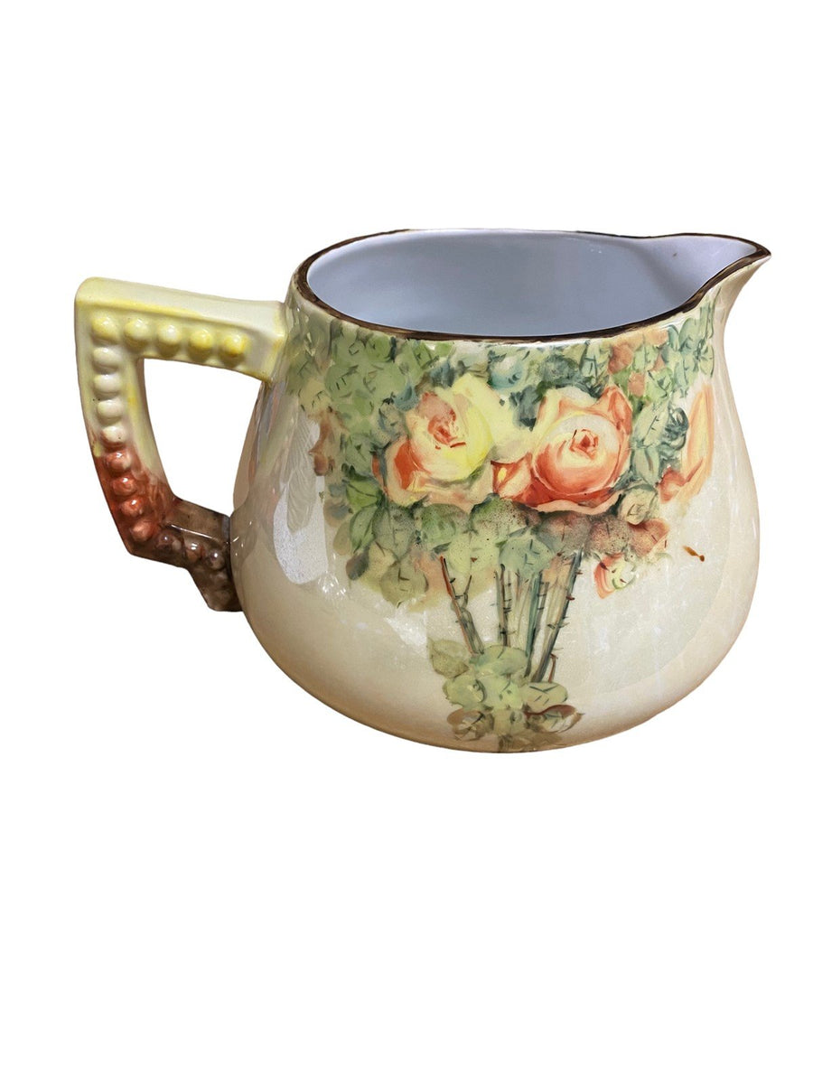 Fine Bavarian China Cider / Water Pitcher Floral Design Circa 1900s