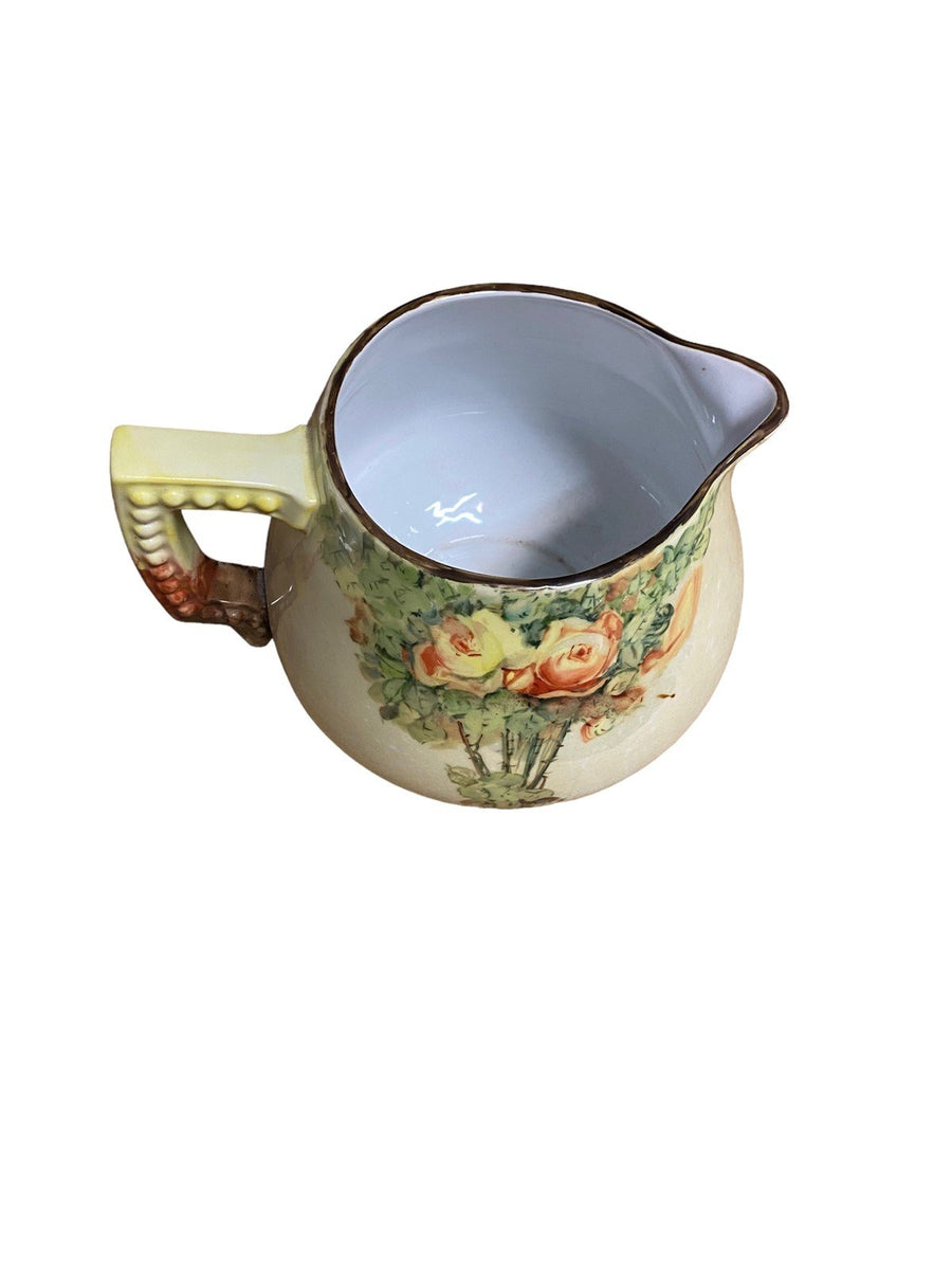 Fine Bavarian China Cider / Water Pitcher Floral Design Circa 1900s