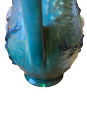 Roseville Pottery 90-7 Blue Magnolia Double Handle Vase Vintage