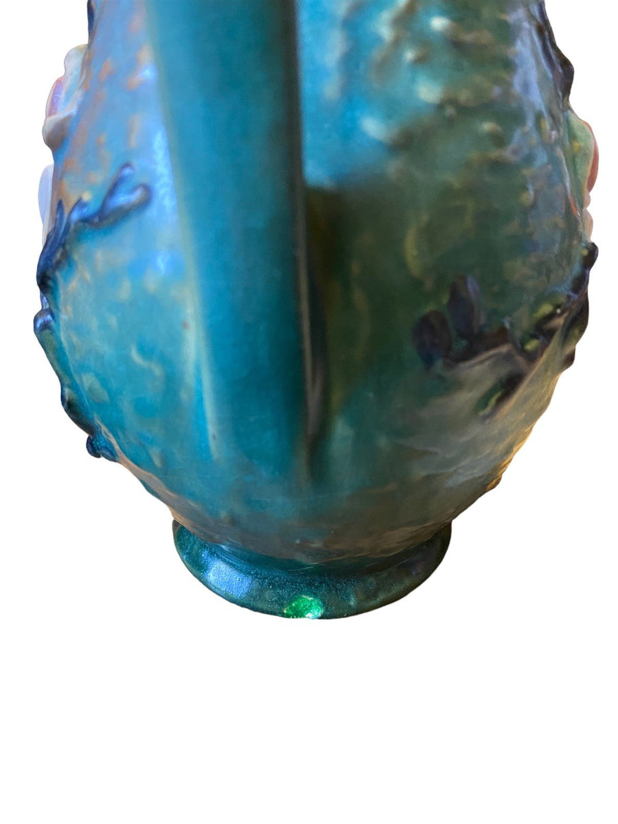 Roseville Pottery 90-7 Blue Magnolia Double Handle Vase Vintage