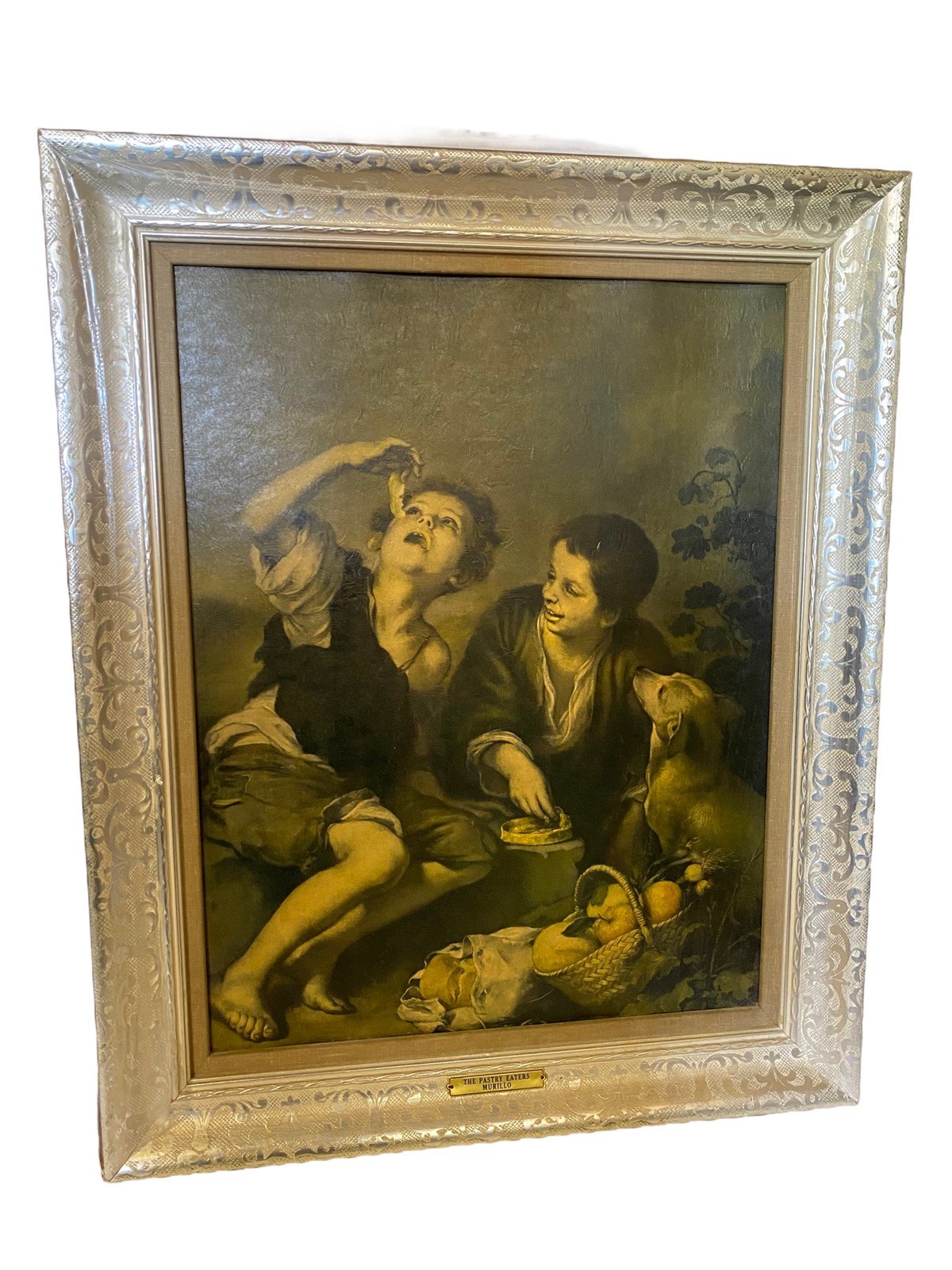 Bartolome Murillo's 'Pastry Eaters' Antique Authentic Litho Framed Painting