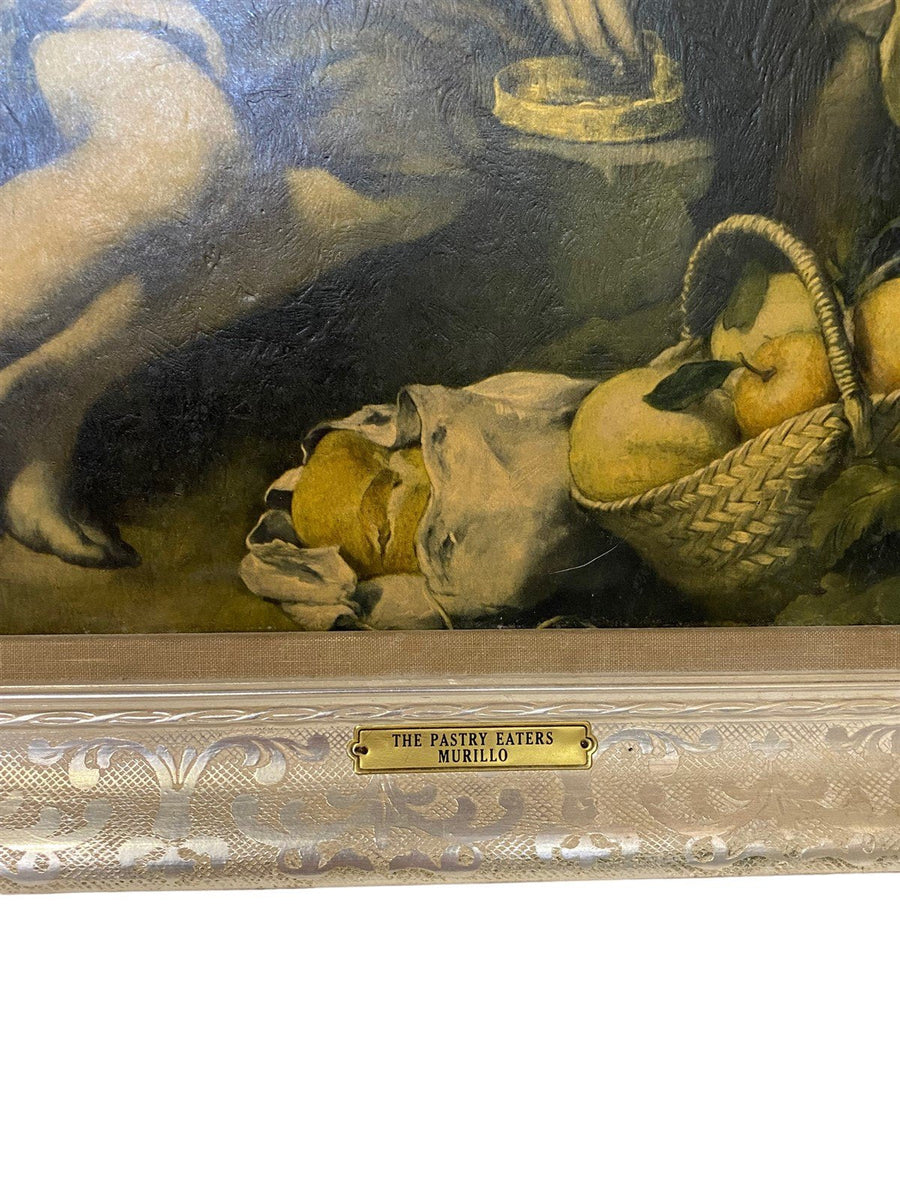 Bartolome Murillo's 'Pastry Eaters' Antique Authentic Litho Framed Painting
