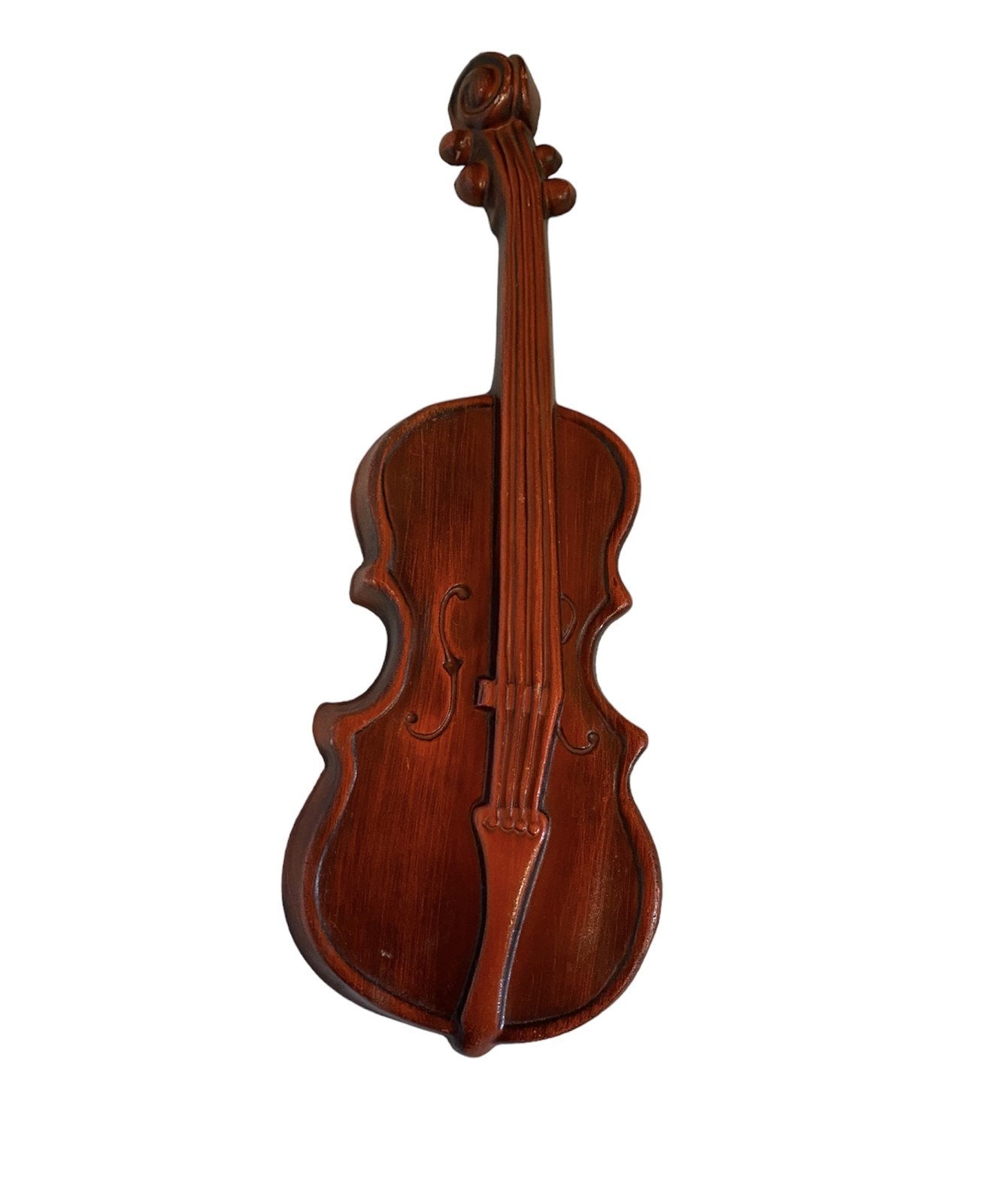 Royal Vintage Metal Cast Wall Decor, 1970s Violin and Mandolin, Orange