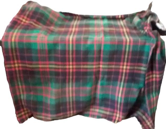 Beautiful Cozy Vintage Red Green Yellow Plaid Fringed Blanket