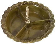 Antique California 267 Divided Relish Dish with Handle Vintage Olive Green