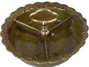 Antique California 267 Divided Relish Dish with Handle Vintage Olive Green