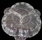 Antique Hazel Atlas Vintage Divided Dish Ridge Fan Pattern Clear Glass