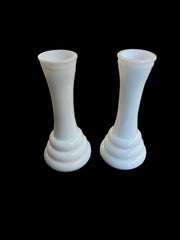 Randall Milk Glass Vintage MCM Bud Vases Set of Two