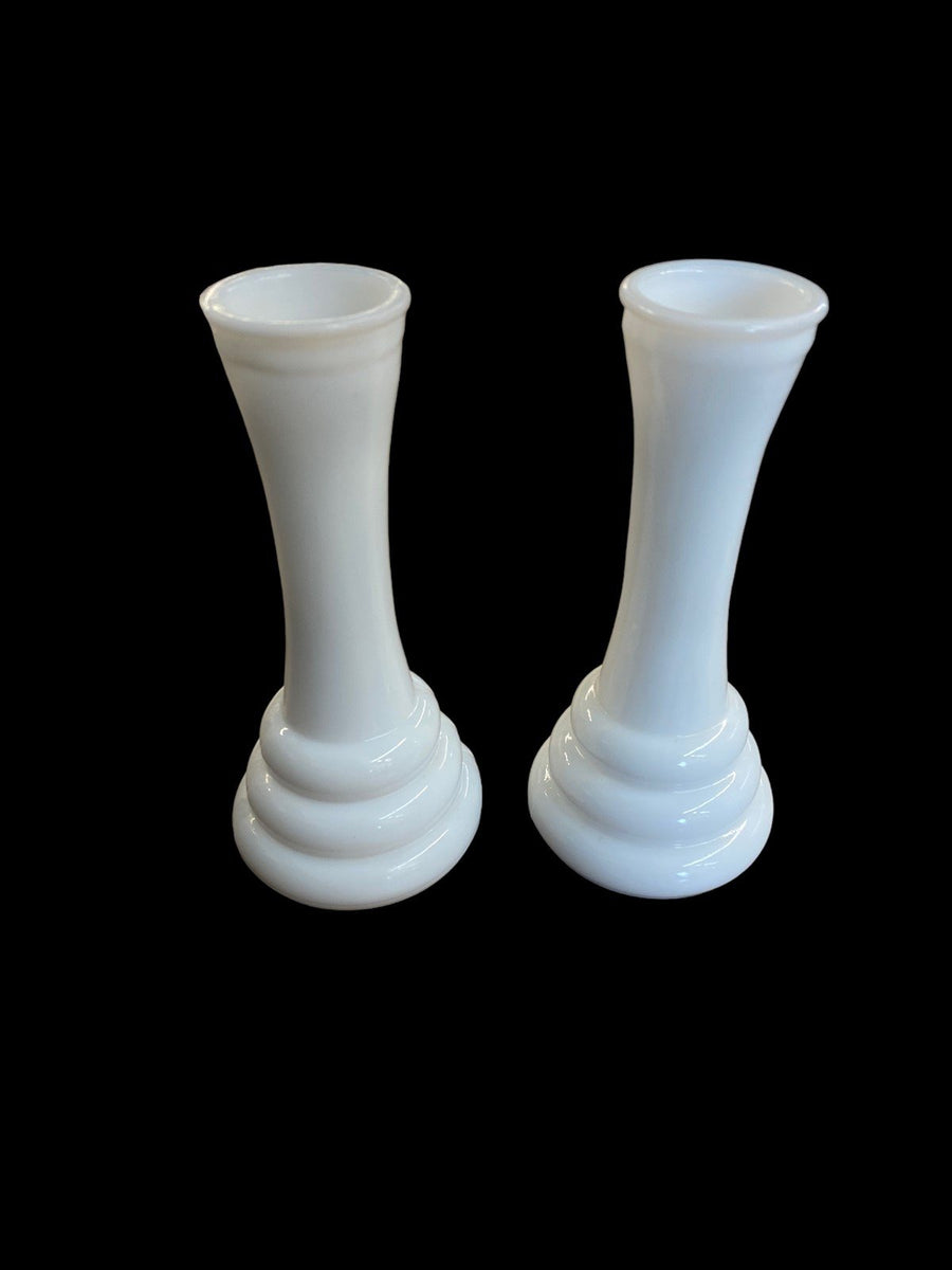 Randall Milk Glass Vintage MCM Bud Vases Set of Two
