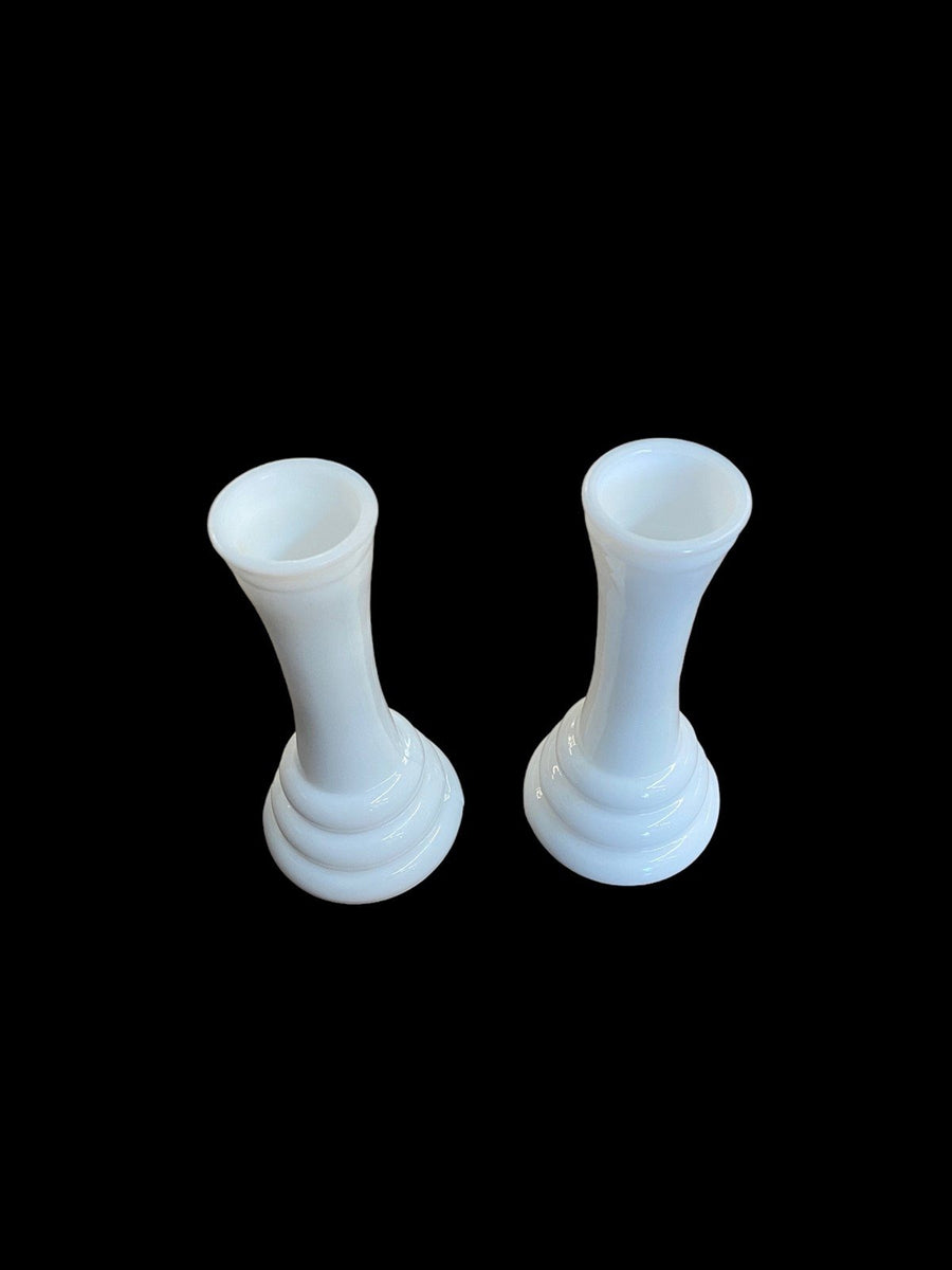 Randall Milk Glass Vintage MCM Bud Vases Set of Two