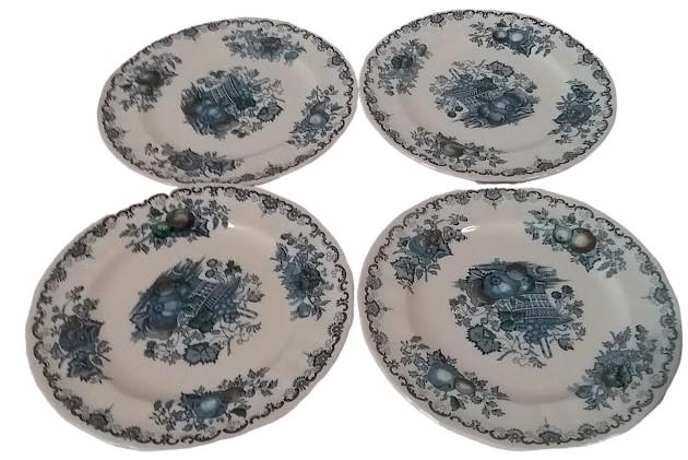 Antique Mason Patent Ironstone Fruit Basket Dinnerware Vintage 25 Pieces