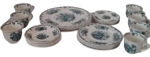 Antique Mason Patent Ironstone Fruit Basket Dinnerware Vintage 25 Pieces