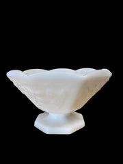 Anchor Hocking Vintage Milk Glass Fruit Bowl Pedestal Bowl