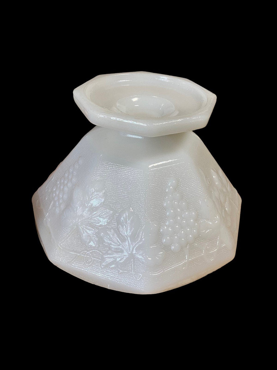 Anchor Hocking Vintage Milk Glass Fruit Bowl Pedestal Bowl