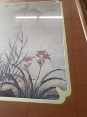 Japanese Birds & Mountain Scape Framed Painting Print, Academy Arts Chicago 8714