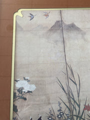 Japanese Birds & Mountain Scape Framed Painting Print, Academy Arts Chicago 8714
