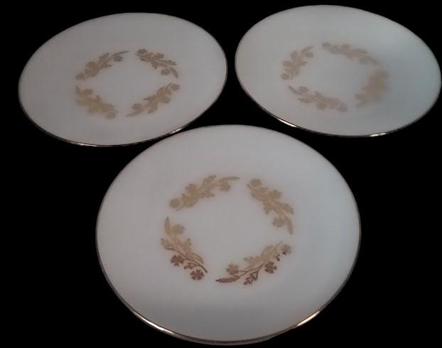 Antique Gold-Rimmed Vintage Flower Design Dinnerware Federal Glass 15 Pieces